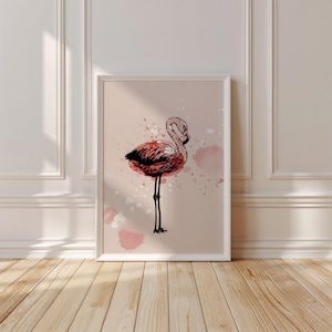 Quirky Flamingo Illustration: Beach House Wall Art (Digital Download)