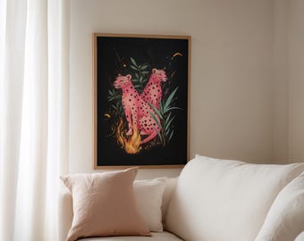 Boho Cheetah Art Print: Elegant Jungle Animal Decor (Digital Download)