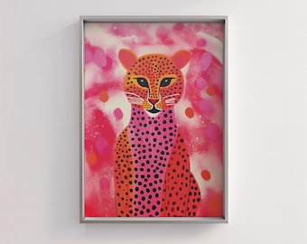 Lámina artística de guepardo: Decoración bohemia moderna (descarga digital)