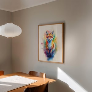 Watercolor Digital Art, Majestic Fox Digital Wall Art, Fox Illustration, Fox Decor, Fox Artwork,