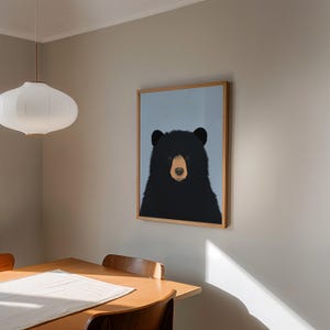 Black Bear,  Digital Wall Art, Instant Download, Cute Animal Illustration, Living Room, Bedroom Print, Illustration, Artwork Gift, Kids Room
