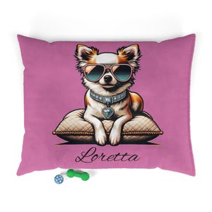 Custom Pet Bed with Name, Pink Glam Chihuahua Design for Dogs Who Know They are Fabulous