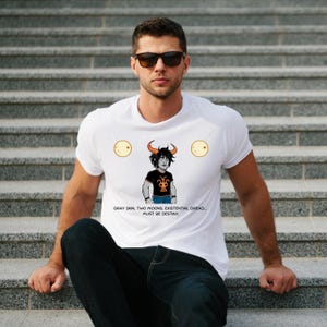 Parody Troll T-Shirt, Funny Existential Webcomic-Inspired Tee with Horns, Two Moons, and Destiny Vibes