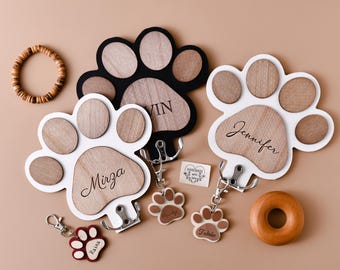 Personalized paw print keychains and hooks, pet owner accessories, interior decorations, dog owner gifts