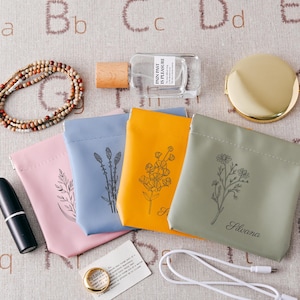 Personalisierte Vegan Leder Geldbörse, Rosenkranz Beutel, Selbstschließende Tasche, Geldbörse, Make-up Beutel, Reise Schmuck Beutel, Einzigartiges Geschenk