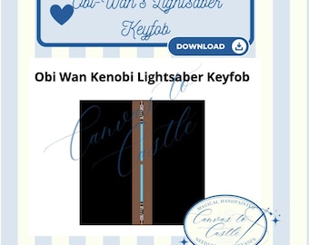 Obi-Wan Kenobi Inspired Lightsaber Needlepoint Key Fob Pattern – 13 Mesh Canvas – Instant Digital Download – Star Wars Inspired DIY