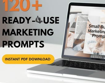 Pacchetto di suggerimenti per il marketing delle piccole imprese / Social media, annunci, e-mail e testi di prodotto / Oltre 100 suggerimenti AI (download digitale)