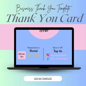Modifiable pour remercier d'avoir acheté une carte-cadeau, carte de remerciement pour petite entreprise, modèle Canva, carte de remerciement pour achat prédéfini