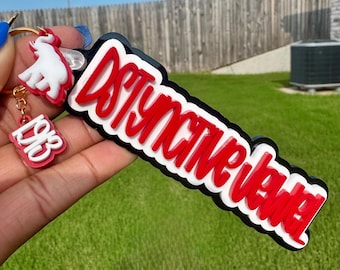 Devastating Diva Customized Triple Layered Acrylic Keychain with Charms – 3 Colors | Red, White, Black with Gold Key Ring & Clasp