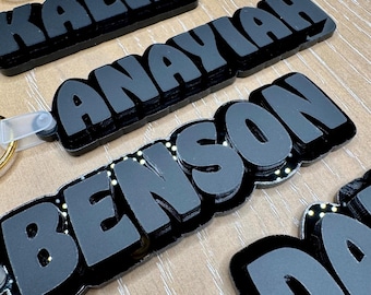 Personalized Acrylic Double-Layered Monochromatic Name Keychain