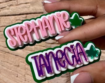 Custom Acrylic Name Tag | Personalized Lapel Badge or Backpack Charm | Pin or Magnetic Backing | Matte, Gloss or Mirrored Acrylic