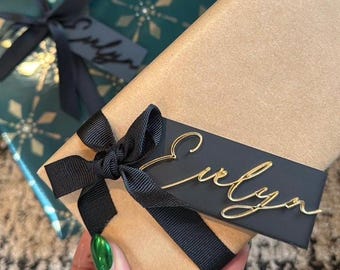 Modern Acrylic Gift Tags | Personalized Name Gift Tag | Luxury Reusable Gift Tag | Acrylic Name Tag | Holiday & Wedding Gift