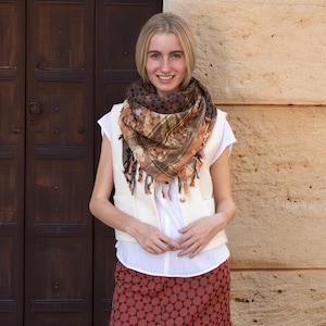 Spiral Chocolate Tie Dye Jewish Scarf: Star of David Cotton Sudra
