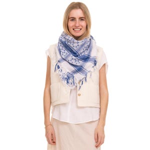 Sudra Jewish Scarf, Star Of David Original with Fringe, Premium Fabric, Versatile as Neck or Head Scarf a Great Gift for Any Occasion
