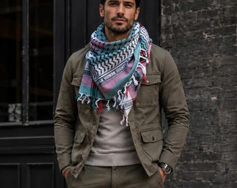 Palestinian Keffiyeh Scarf, Cotton Woven Shemagh with Fringes