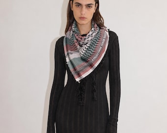 Palestinian Cotton Keffiyeh Scarf with Tassels