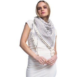 Star of David Scarf: Jewish Sudra with &quot;Am Israel Chai&quot; Tassels
