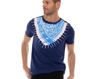 Sudra Blue w/Navy Scarf Screen Printed T-shirt
