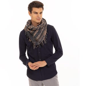 Tie Dye Star of David Cotton Scarf with Fringe - Coco/Gray