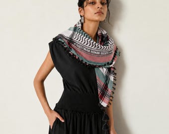 Palestinian Cotton Keffiyeh Scarf with Tassels