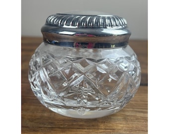 Vintage Waterford Crystal Vanity Silverplate Powder Jar 3.5"