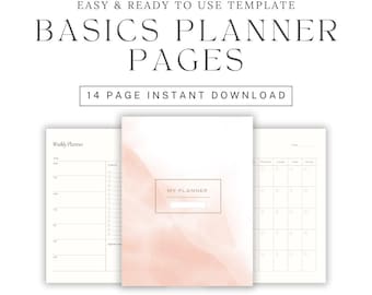 Undated Monthly & Weekly Planner, Minimalist Printable Planner with Meal Planner and Notes Pages | Instant Download - Digital PDF