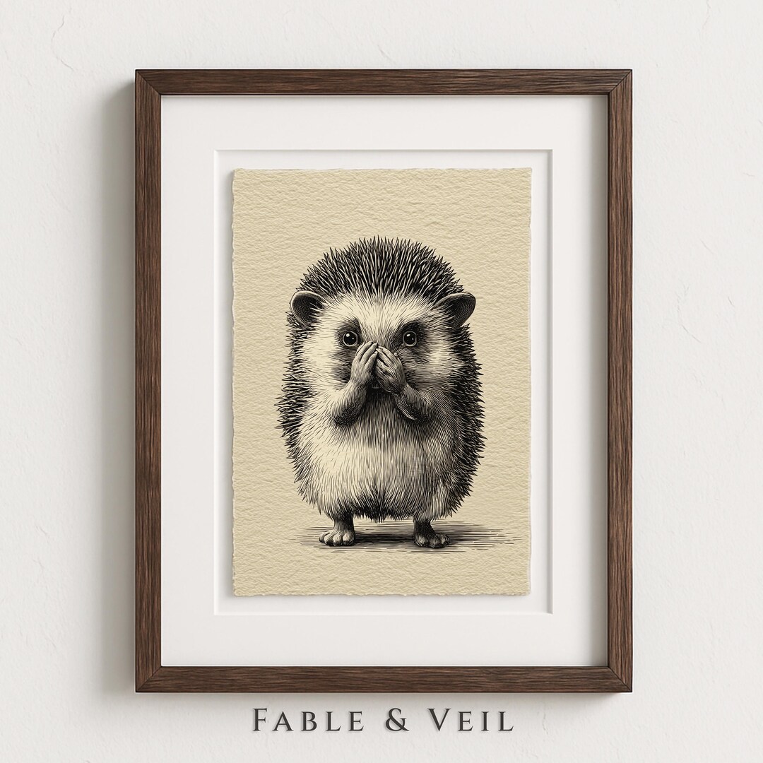 Funny Smelly Bathroom Art Print of Vintage Hedgehog Wall Art: Retro ...