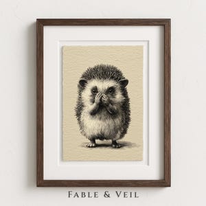 Funny Smelly Bathroom Art Print of Vintage Hedgehog Wall Art: Retro Bathroom Decor, Cottagecore Printable, Funny Bathroom Wall Art