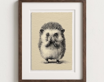 Funny Smelly Bathroom Art Print of Vintage Hedgehog Wall Art: Retro Bathroom Decor, Cottagecore Printable, Funny Bathroom Wall Art