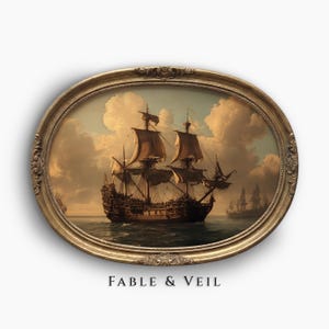 Vintage Ship Painting: Nautical Wall Art