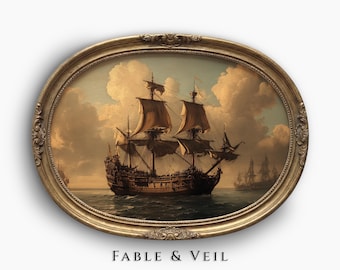 Vintage Ship Painting: Nautical Wall Art