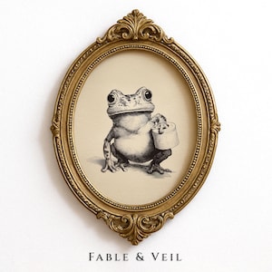Retro Bathroom Wall Art of Frog Print