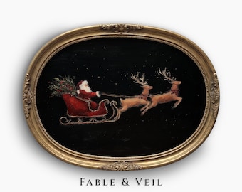 Moody Christmas Santa Wall Art: Ralph Lauren Christmas Art, Vintage Christmas Art Printable