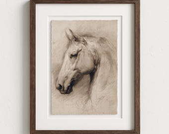 Vintage Horse Sketch: Equestrian Wall Art, Farmhouse Decor