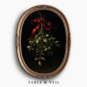 ムードたっぷりのヤドリギプリントのウォールアート：ラルフローレンのクリスマスデコレーション