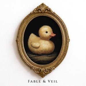 Skurrile Quietscheente Wand Kunst | Moodycore Cottage Porträt Digitaler Download | Nostalgische Wanddeko