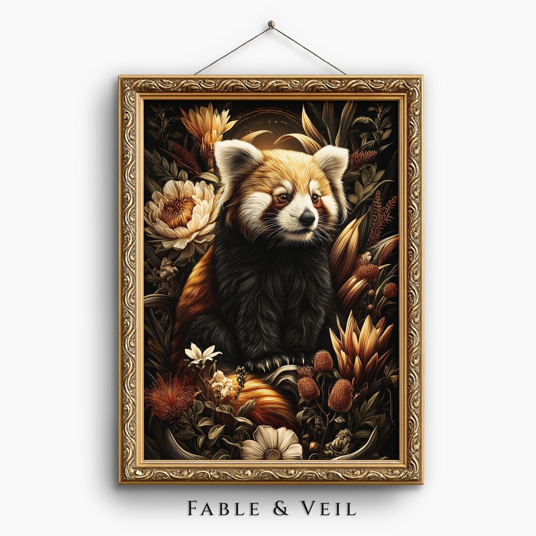 Red Panda Wall Art: William Morris Floral Art Print - Etsy