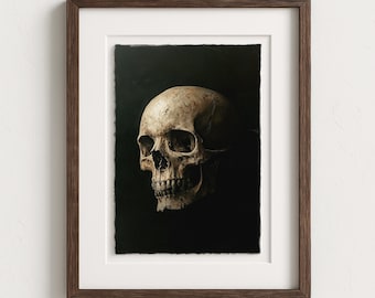 Arte mural de calavera melancólica: decoración gótica de la academia oscura
