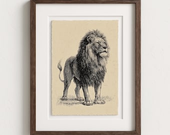 Zauberhaus Art of Vintage Löwe Druck: Fantasy Badezimmer Dekor, Geschenk zur Geburt