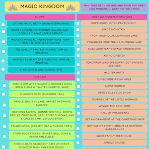 Disney Magic Kingdom Checklist Template