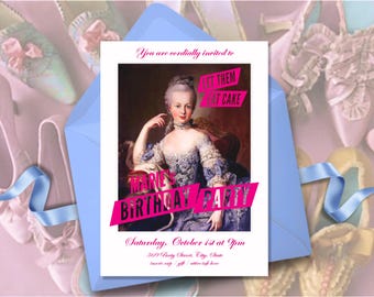 Marie Antoinette Birthday Party: Editable Digital Invitation Card Template
