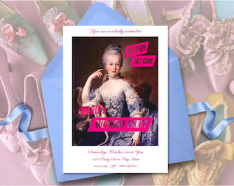 Marie Antoinette Birthday Party: Editable Digital Invitation Card Template