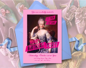 Marie Antoinette Birthday Party: Editable Digital Invitation Card Template