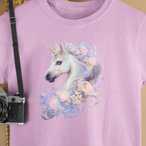 Unicorn Shirt with Floral Mane, Unicorn Flowers Tee, Magical Shirt, Gift for Her, Fairy Tale Top, Floral Unicorn