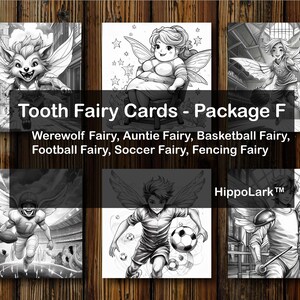 Tooth Fairy Cards (Package F) - digital download files from HippoLark™. Print, color, cut-out, personalize, fold, and give to your child.
