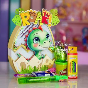 Caja Huevo de Dinosaurio / Sorpresa Cumpleaños - Archivo Formato Studio y SVG