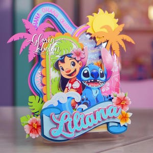 Cut File CakeTopper Lilo Stitch (Ohana) - Formato Studio y SVG - Archivo de corte
