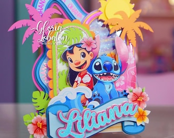 Cut File Cake Topper Lilo Stitch (Ohana) - Studio and SVG Format - Cutting File