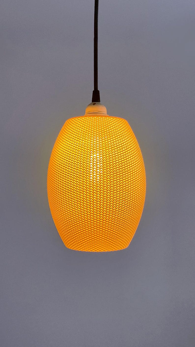 Image showcasing 3D Printed Oval Glow Pendant: Eco-friendly Modern Textured Ceiling ...