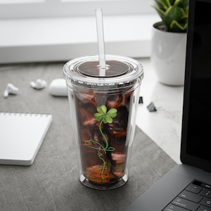 Vaso personalizado para el Día de San Patricio, 16 oz, nombre personalizado, trébol de cuatro hojas, irlandés, transparente con pajita, regalo para ella, taza con trébol, vajilla